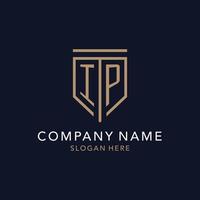 IP initial logo monogram with simple luxury shield icon design vector
