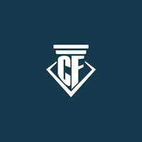 CF initial monogram logo for law firm, lawyer or advocate with pillar icon design vector