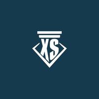 XS initial monogram logo for law firm, lawyer or advocate with pillar icon design vector