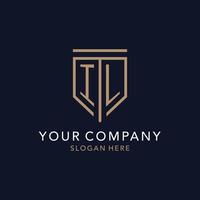 IL initial logo monogram with simple luxury shield icon design vector