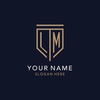 LM initial logo monogram with simple luxury shield icon design vector