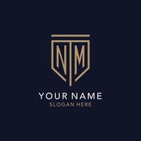 NM initial logo monogram with simple luxury shield icon design vector