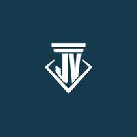 JV initial monogram logo for law firm, lawyer or advocate with pillar icon design vector