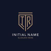 IR initial logo monogram with simple luxury shield icon design vector