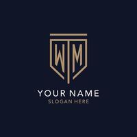 WM initial logo monogram with simple luxury shield icon design vector