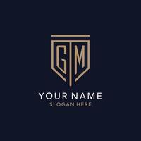 GM initial logo monogram with simple luxury shield icon design vector