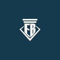 EB initial monogram logo for law firm, lawyer or advocate with pillar icon design vector