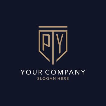 PY initial logo monogram with simple luxury shield icon design vector