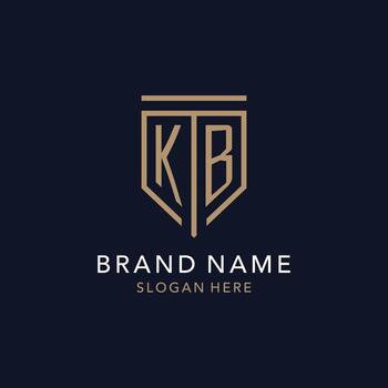 KB initial logo monogram with simple luxury shield icon design vector