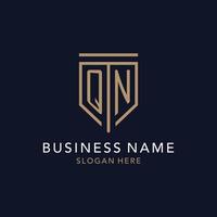 QN initial logo monogram with simple luxury shield icon design vector