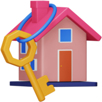 House key 3d rendering isometric icon. png