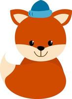 Fox with hat, illustration, vector on white background.