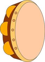 Tambourine instrument, illustration, vector on white background.