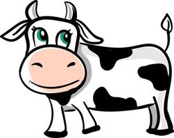 Linda vaca, ilustración, vector sobre fondo blanco.