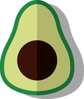 Green avocado in half, illustration, vector on white background.