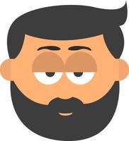 Man with dark hair and beard, illustration, on a white background. vector