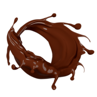 3d milk chocolate ripple whirlpool splash isolated. 3d render illustration png