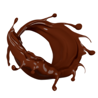 respingo de redemoinho de ondulação de chocolate ao leite 3D isolado. ilustração de renderização 3D png