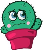 Sad cactus , illustration, vector on white background