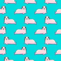 Relaxed seal, seamless pattern on blue background. vector