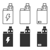 conjunto de iconos de cigarrillos electrónicos vectoriales para fumar un vape sobre un fondo blanco vector