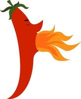 Very hot pepper, illustration, vector on white background.