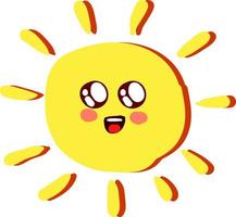 Cute yellow sun, illustration, vector on white background.