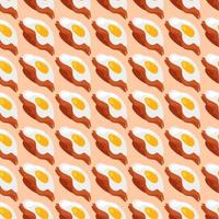Meat and egg, seamless pattern on orange background. vector