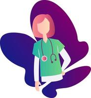 Vector illustration with many colors of a medical nurse on a white background