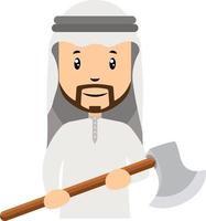 Arab men with axe, illustration, vector on white background.