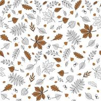 Seamless autumn objects hand drawn collection isolated on white background. Can be use for print, fabric, card, wrapping, backdrop. wallpaper vector