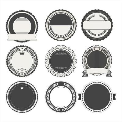 Collection of Empty retro vintage badges and labels