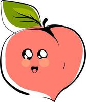 Cute peach, illustration, vector on white background.