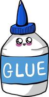 Cute glue in bottle, illustration, vector on white background