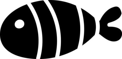 Black fat fish with three white lines over it, illustration, vector on white background.