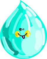 Water drop with a face, illustration, vector on white background.