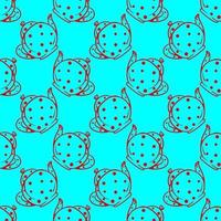 Teapot with dots, seamless pattern on blue background. vector