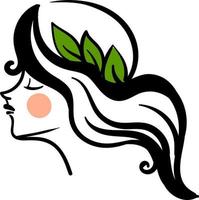 Leaves in a girl hair, illustration, vector on white background