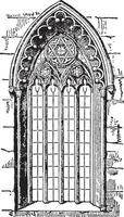 Gothic Style Window or Romanesque architecture,  vintage engraving. vector