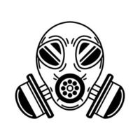 Gas mask vector icon. Respirator for protection against nuclear, biological, chemical weapons. Army equipment silhouette. Simple sketch, black outline isolated on white. Clipart for logo, apps, web