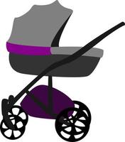 Gray stroller, illustration, vector on white background.