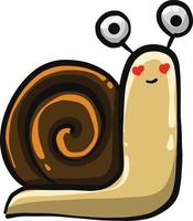 Cute snail in love, illustration, vector on a white background.