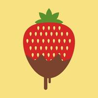 Strawberry in chocolate, illustration, vector on white background.