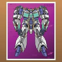 Mecha robot gundam anime builded by head arm body leg weapon illustration premium vector