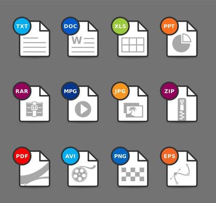 File formats icon set