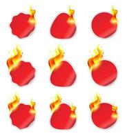 stickers with fire flames vector