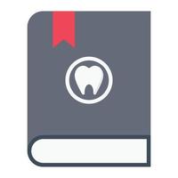 Ilustración de vector de libro dental sobre un fondo. Símbolos de calidad premium. Iconos vectoriales para concepto y diseño gráfico.