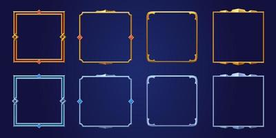 Set of square ui game frames, medieval borders vector