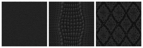 Black animal skin seamless textures for game, set vector