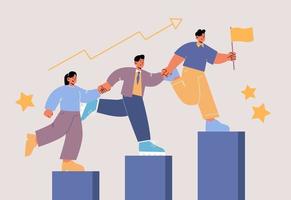 Leadership concept with people climb up on graph vector